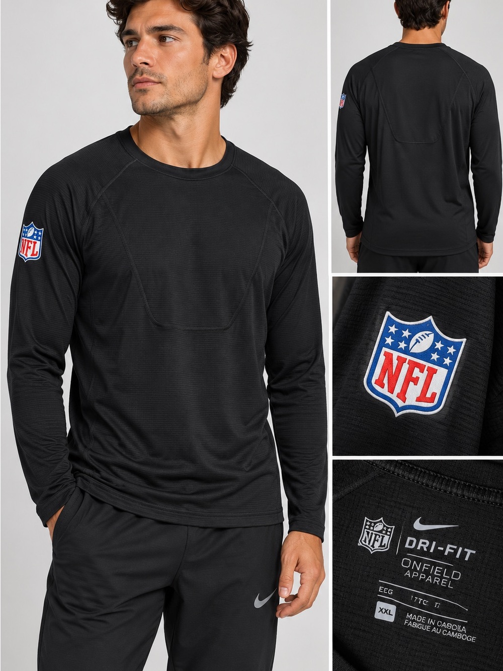 Nike NFL New York Jets Dri-FIT On-Field Long Sleeve Shirt Black Men’s XXL